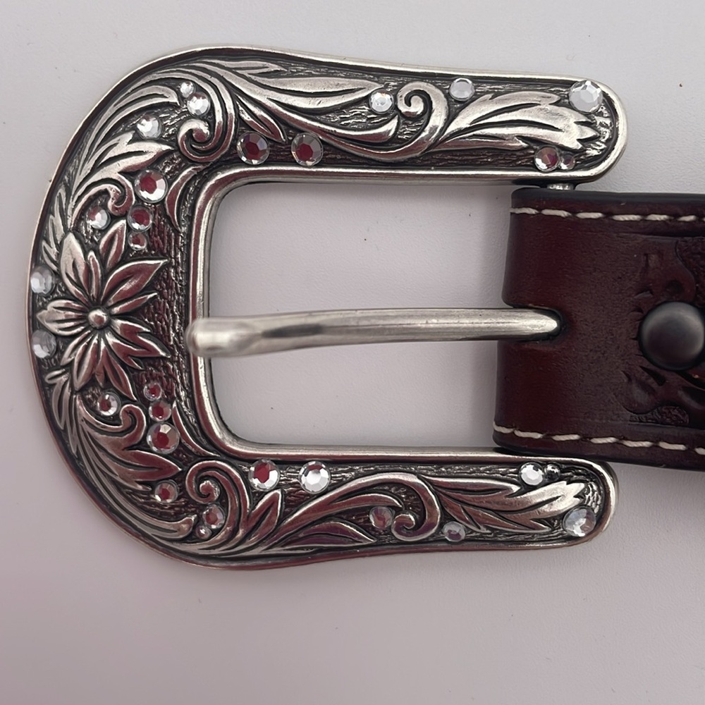 Ariat Brown and Silver Floral Belt - Picture 7 of 7
